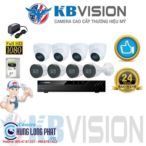 TRỌN BỘ 8 CAMERA IP KBVISION 2.0 MPX