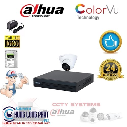 TRỌN BỘ 1 CAMERA IP DAHUA 2.0 MPX CÓ MÀU 24/24