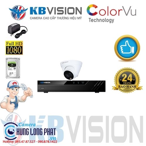 TRỌN BỘ 1 CAMERA IP KBVISION 2.0 MPX CÓ MÀU 24/24