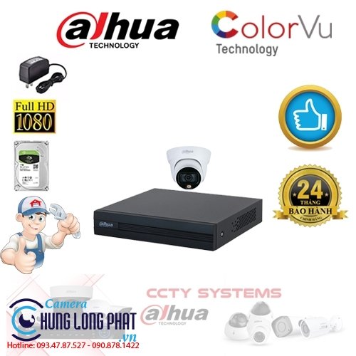 TRỌN BỘ 1 CAMERA QUAN SÁT DAHUA  FULL COLOR 2.0 MPX