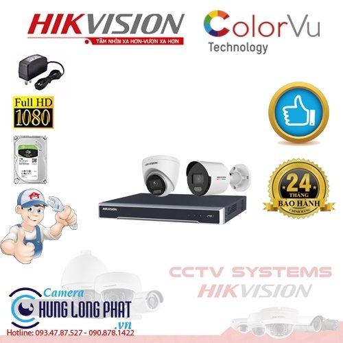 TRỌN BỘ 2 CAMERA IP HIKVISION 2.0 MPX CÓ ÂM THANH - CÓ MÀU 24/24