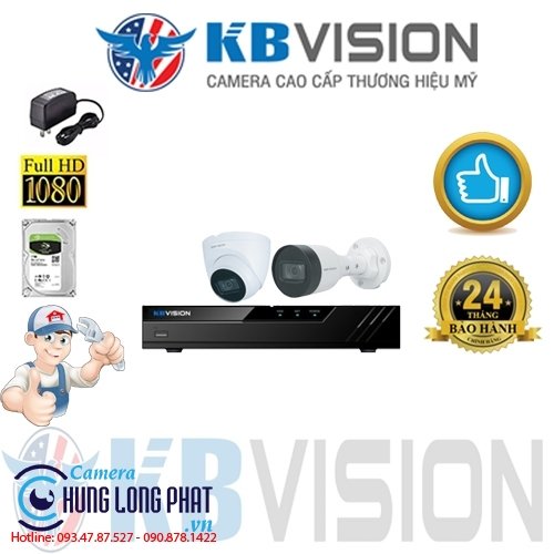 TRỌN BỘ 2 CAMERA IP KBVISION 2.0 MPX