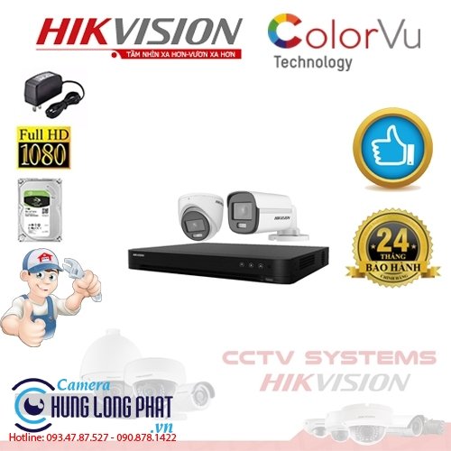 TRỌN BỘ 2 CAMERA QUAN SÁT HIKVISION FULL COLOR 2.0 MPX