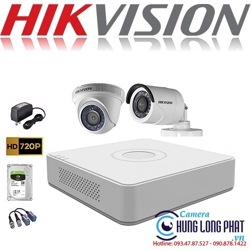 TRỌN BỘ 2 CAMERA QUAN SÁT HIKVISON 1.0 MPX