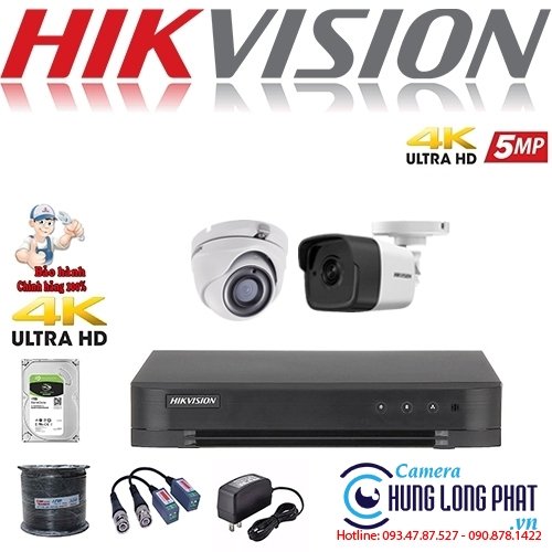 TRỌN BỘ 2 CAMERA QUAN SÁT HIKVISON 5.0 MPX TÍCH HỢP ÂM THANH