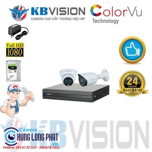 TRỌN BỘ 2 CAMERA QUAN SÁT KBVISION FULL COLOR 2.0 MPX