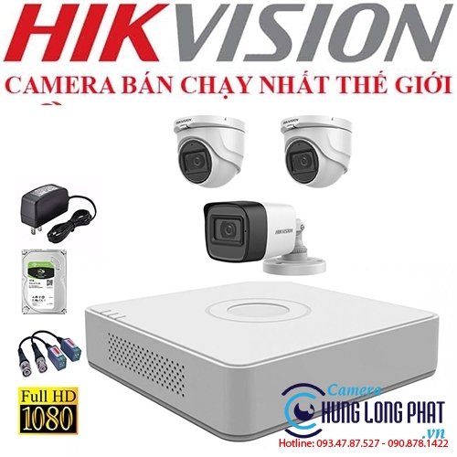 TRỌN BỘ 3 CAMERA 2.0 MPX CÓ ÂM THANH BẢO HÀNH 24TH