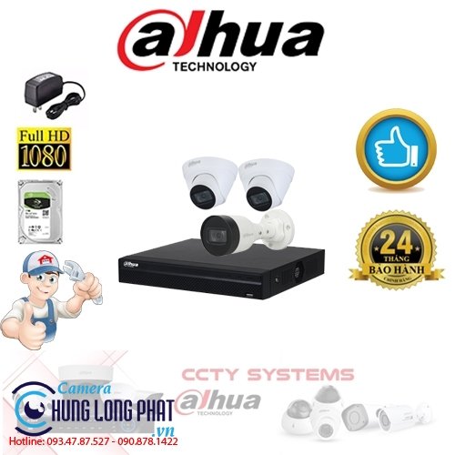 TRỌN BỘ 3 CAMERA IP DAHUA 2.0 MPX