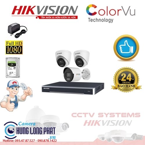 TRỌN BỘ 3 CAMERA IP HIKVISION 2.0 MPX CÓ ÂM THANH - CÓ MÀU 24/24