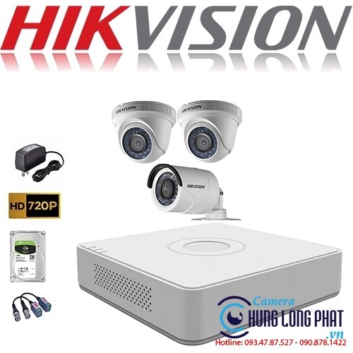 TRỌN BỘ 3 CAMERA QUAN SÁT HIKVISON 1.0 MPX