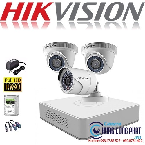 TRỌN BỘ 3 CAMERA QUAN SÁT HIKVISON 2.0 MPX
