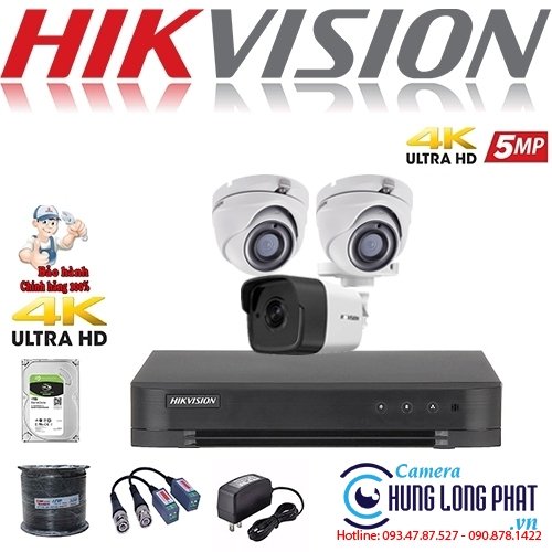 TRỌN BỘ 3 CAMERA QUAN SÁT HIKVISON 5.0 MPX TÍCH HỢP ÂM THANH
