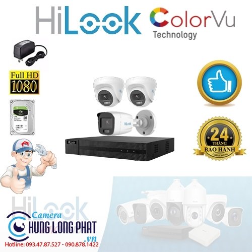 TRỌN BỘ 3 CAMERA QUAN SÁT HILOOK FULL COLOR 2.0 MPX