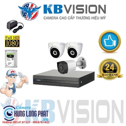 TRỌN BỘ 3 CAMERA QUAN SÁT KBVISON 2.0 MPX 