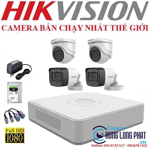 TRỌN BỘ 4 CAMERA 2.0 MPX CÓ ÂM THANH BẢO HÀNH 24TH