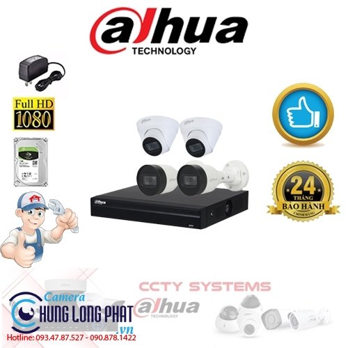 TRỌN BỘ 4 CAMERA IP DAHUA 2.0 MPX