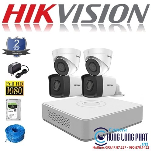 TRỌN BỘ 4 CAMERA IP HIKVISION 2.0 MPX