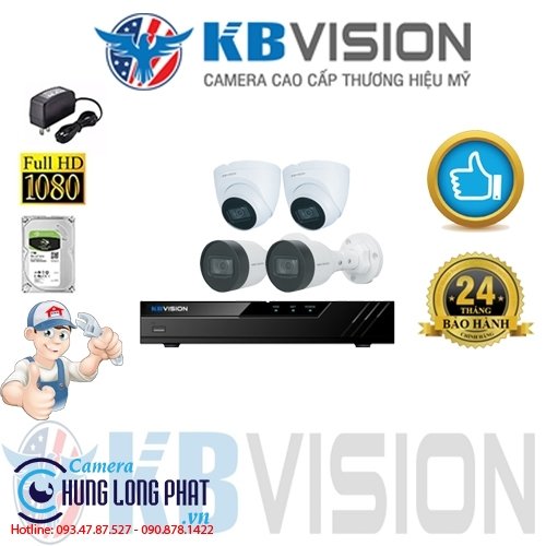 TRỌN BỘ 4 CAMERA IP KBVISION 2.0 MPX