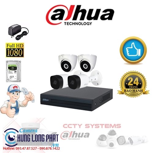 TRỌN BỘ 4 CAMERA QUAN SÁT DAHUA 2.0 MPX