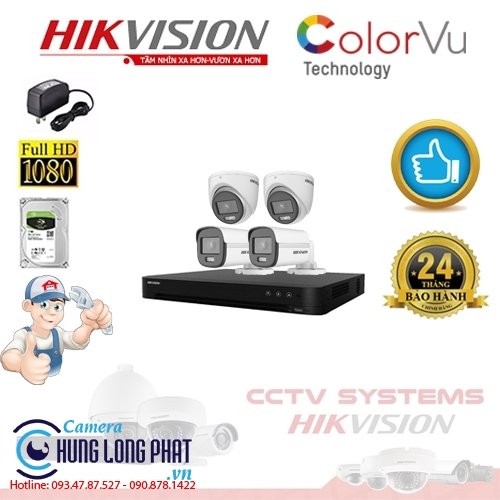 TRỌN BỘ 4 CAMERA QUAN SÁT HIKVISION FULL COLOR 2.0 MPX
