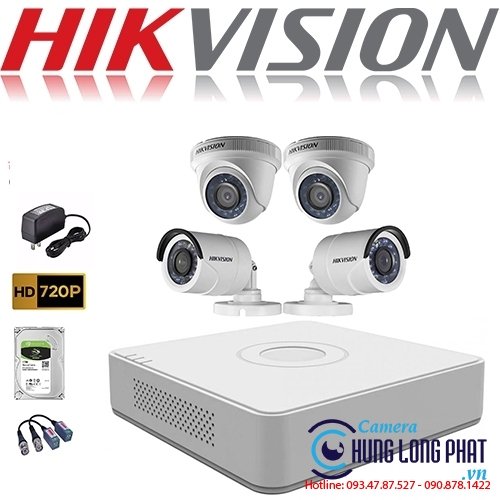 TRỌN BỘ 4 CAMERA QUAN SÁT HIKVISON 1.0 MPX