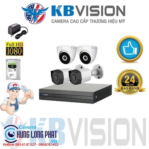 TRỌN BỘ 4 CAMERA QUAN SÁT KBVISON 2.0 MPX