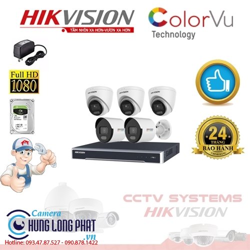 TRỌN BỘ 5 CAMERA IP HIKVISION 2.0 MPX CÓ ÂM THANH - CÓ MÀU 24/24