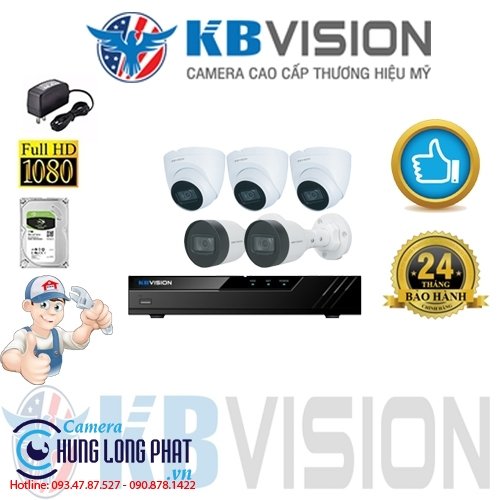TRỌN BỘ 5 CAMERA IP KBVISION 2.0 MPX