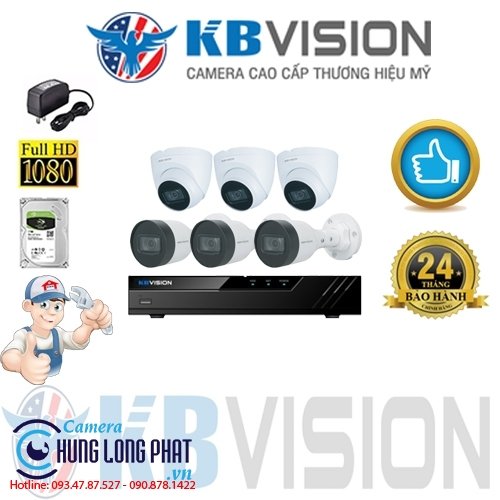 TRỌN BỘ 6 CAMERA IP KBVISION 2.0 MPX
