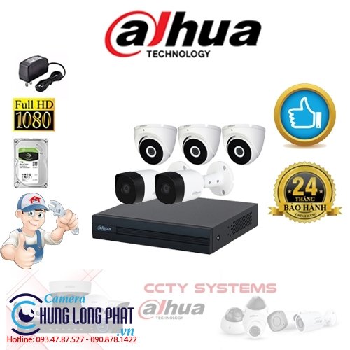 TRỌN BỘ 5 CAMERA QUAN SÁT DAHUA 2.0 MPX