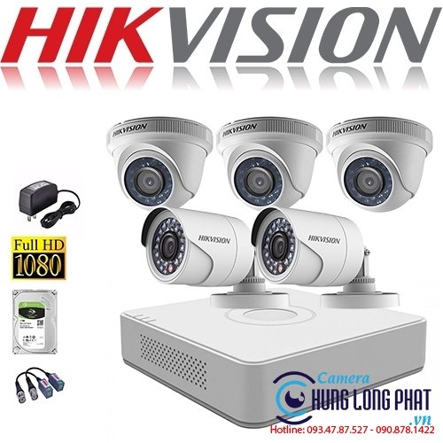 TRỌN BỘ 5 CAMERA QUAN SÁT HIKVISON 2.0 MPX