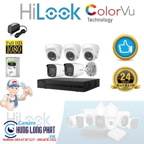 TRỌN BỘ 5 CAMERA QUAN SÁT HILOOK FULL COLOR 2.0 MPX
