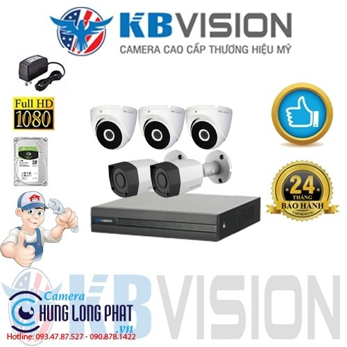 TRỌN BỘ 5 CAMERA QUAN SÁT KBVISON 2.0 MPX