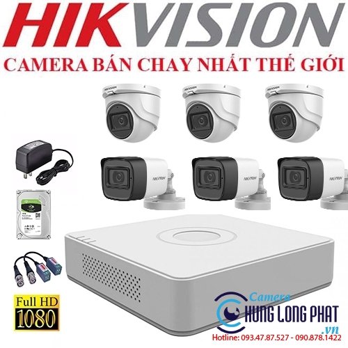 TRỌN BỘ 6 CAMERA 2.0 MPX CÓ ÂM THANH BẢO HÀNH 24TH