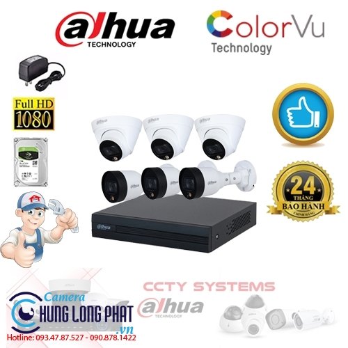 TRỌN BỘ 6 CAMERA IP DAHUA 2.0 MPX CÓ MÀU 24/24