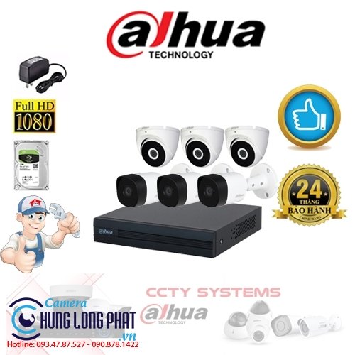 TRỌN BỘ 6 CAMERA QUAN SÁT DAHUA 2.0 MPX