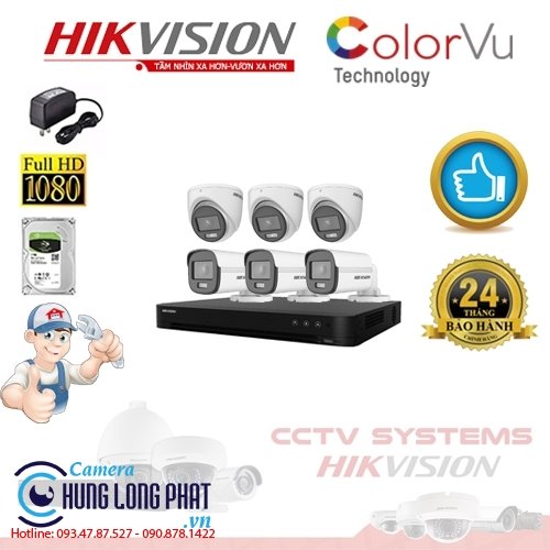 TRỌN BỘ 6 CAMERA QUAN SÁT HIKVISION FULL COLOR 2.0 MPX