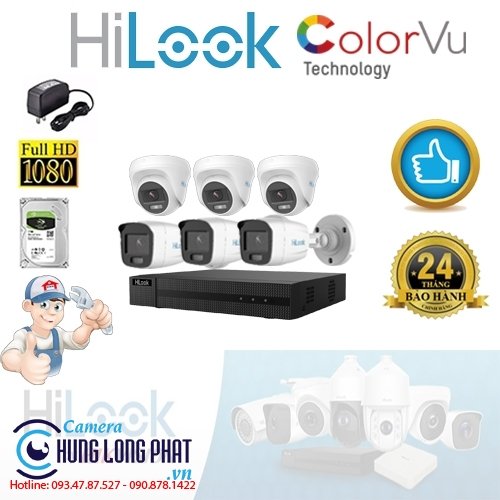 TRỌN BỘ 6 CAMERA QUAN SÁT HILOOK FULL COLOR 2.0 MPX
