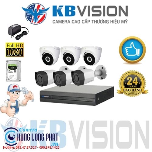 TRỌN BỘ 6 CAMERA QUAN SÁT KBVISON 2.0 MPX