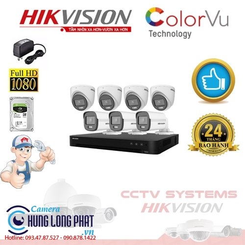 TRỌN BỘ 7 CAMERA QUAN SÁT HIKVISION FULL COLOR 2.0 MPX