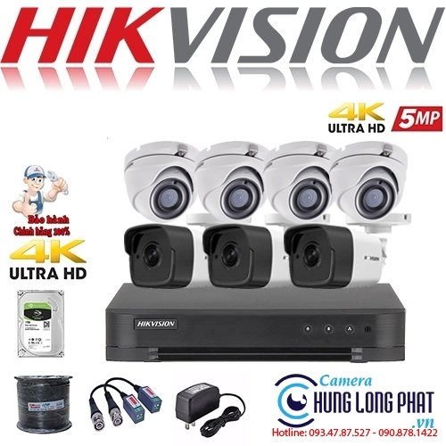 TRỌN BỘ 7 CAMERA QUAN SÁT HIKVISON 5.0 MPX TÍCH HỢP ÂM THANH