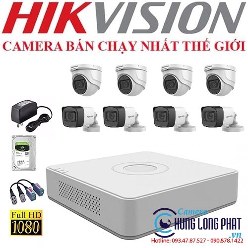 TRỌN BỘ 8 CAMERA 2.0 MPX CÓ ÂM THANH BẢO HÀNH 24TH