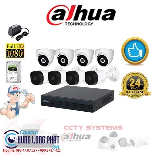 TRỌN BỘ 8 CAMERA QUAN SÁT DAHUA 2.0 MPX