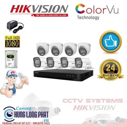 TRỌN BỘ 8 CAMERA QUAN SÁT HIKVISION FULL COLOR 2.0 MPX