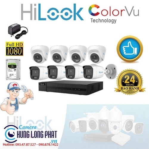TRỌN BỘ 8 CAMERA QUAN SÁT HILOOK FULL COLOR 2.0 MPX