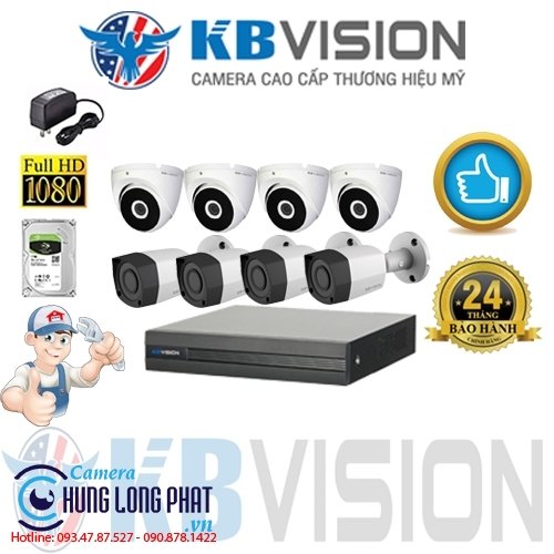 TRỌN BỘ 8 CAMERA QUAN SÁT KBVISON 2.0 MPX 